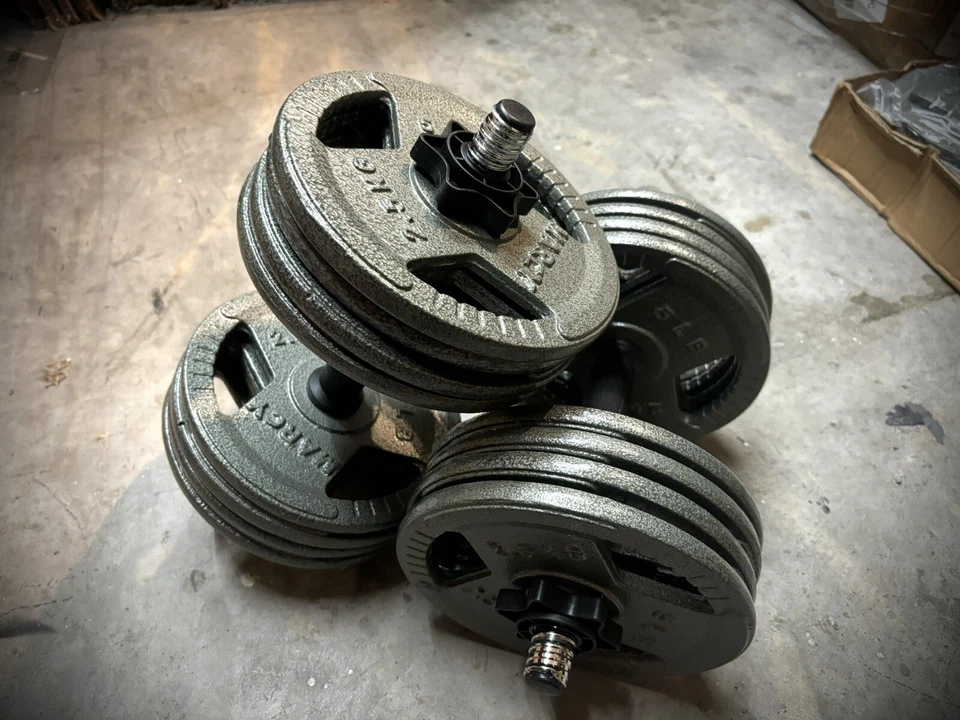 Juego de pesas ajustables 80 libras TW 40 lb cada una mancuerna gimnasio fitness equipo Foto 2 de 4