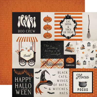 2 Sheets Carta Bella Paper HALLOWEEN MARKET 12x12 Cardstock - Multi Journaling
