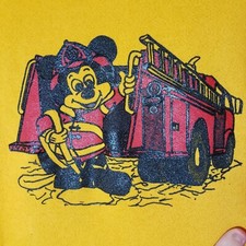 Vintage Mickey Mouse Fireman Graphic Sweatshirt Large Hanes Activeware USA made