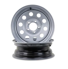 LIBRA 15 x 5 Trailer Wheels 5 Lug on 4.5" Bolt Pattern Silver Mod, Set 2-17008