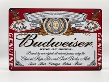 Blechschild Budweiser 20x30cm Nostalgie Retro Reklame Vintage Deko Geschenk Bier
