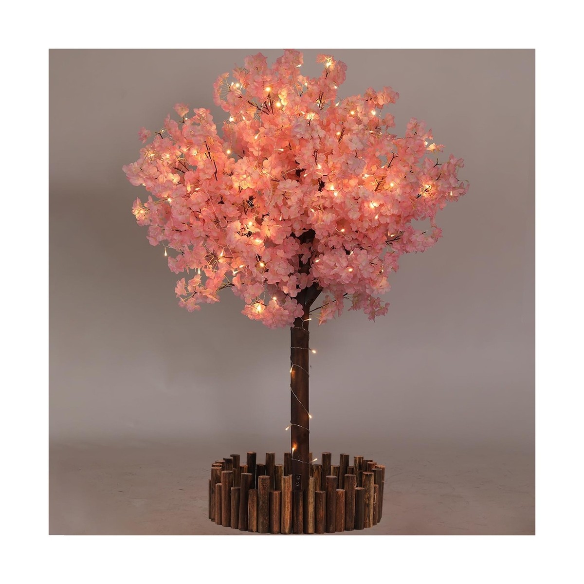 Artificial Cherry Blossom Tree with LED Light, Handmade Pink