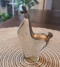 Vintage llama glass and silver paperweight
