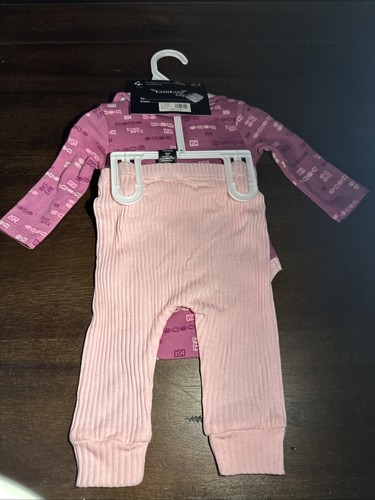 BEBE Baby Girl 4 pc Set, 0-3 months, Bodysuit, Pant, Bib, Headband, NWT - Picture 2 of 2