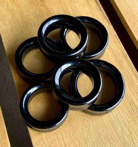 PAIR Black Agate Organic Stone Tunnels Double Flare Plugs Earlets Gauges - Picture 4 of 7
