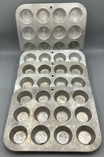 5 Vintage Aluminum Mirro Mini Muffin/Cupcake Pans 12 Hole Made In USA