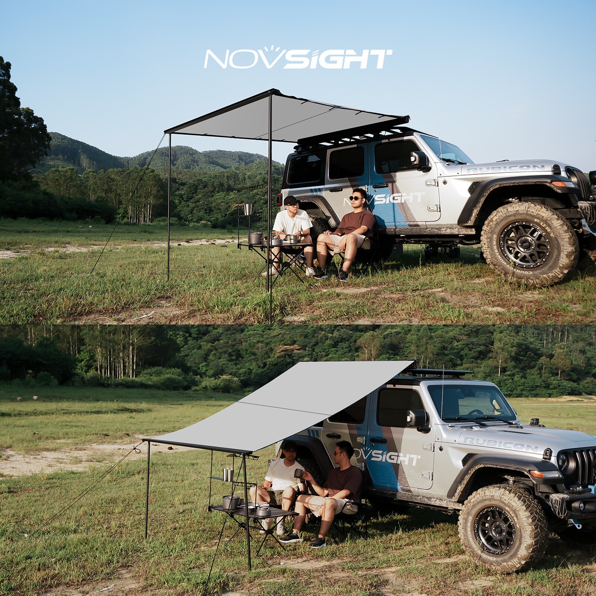 NOVSIGHT 6.6'-9.8' Car Side Awning Rooftop Pull Out Tent Shelter