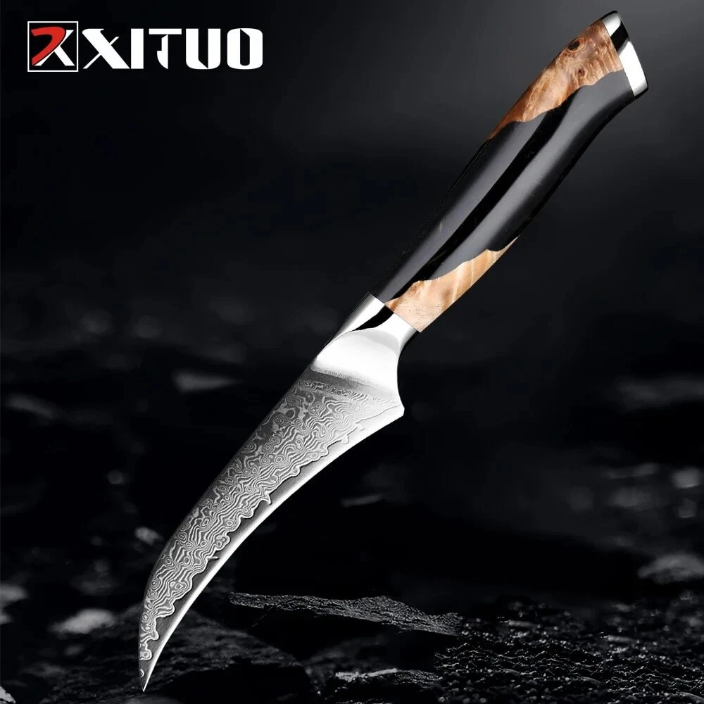Japanese Damascus Stainless Steel Bird Beak Paring Knife - 3.5" Peeling Knife
Opens in a new window