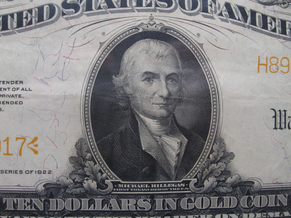 1922 Large $10 GOLD Certificate. Signers: Speelman/White. # H89006917 - Image 4 of 4