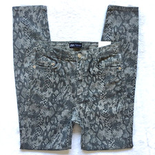 NWT Zara High Rise Skinny Ankle Crop Animal Print Snake Jeans Womens Size 8