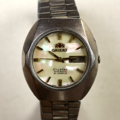 Vintage ORIENT Crystal KW469774-6B Auto Watch, Mint 21J Mother of Pearl Dial