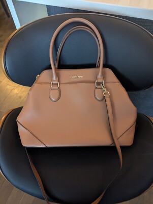 Calvin Klein Handbag Satchel Brown Tan Leather