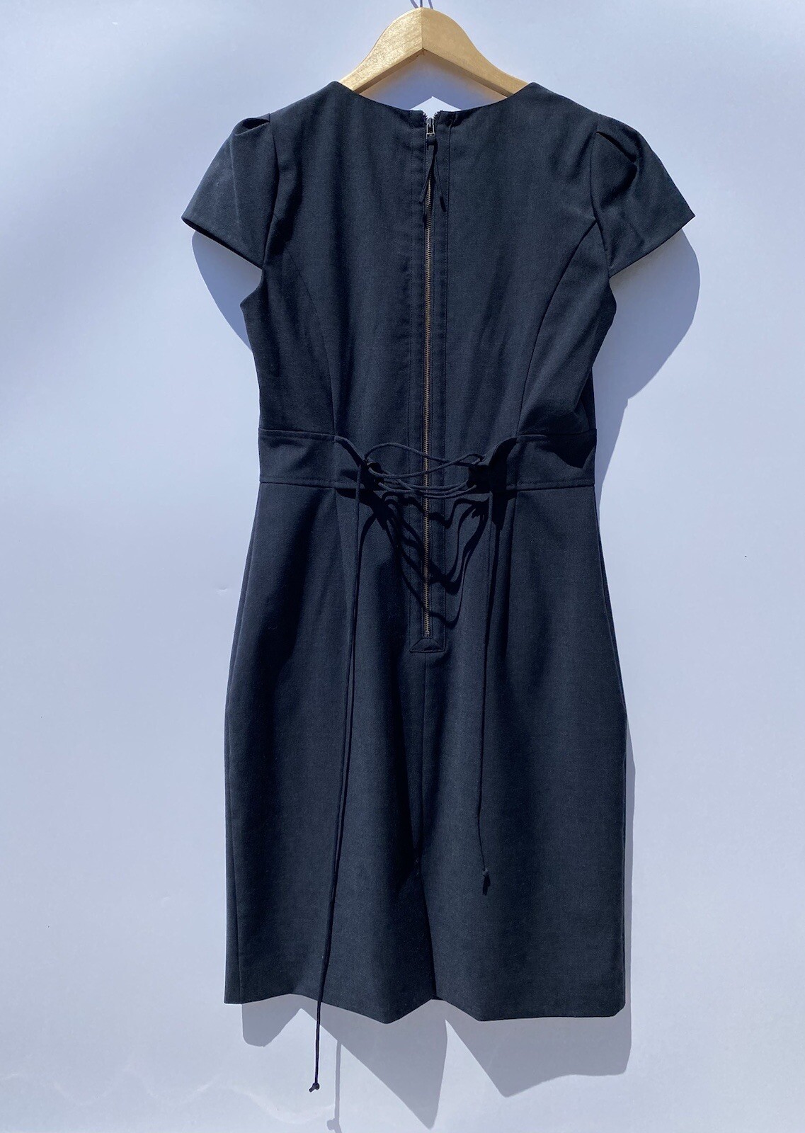 Rebecca Taylor Dark Navy Solid Ruffle V-Neck Slee… - image 4