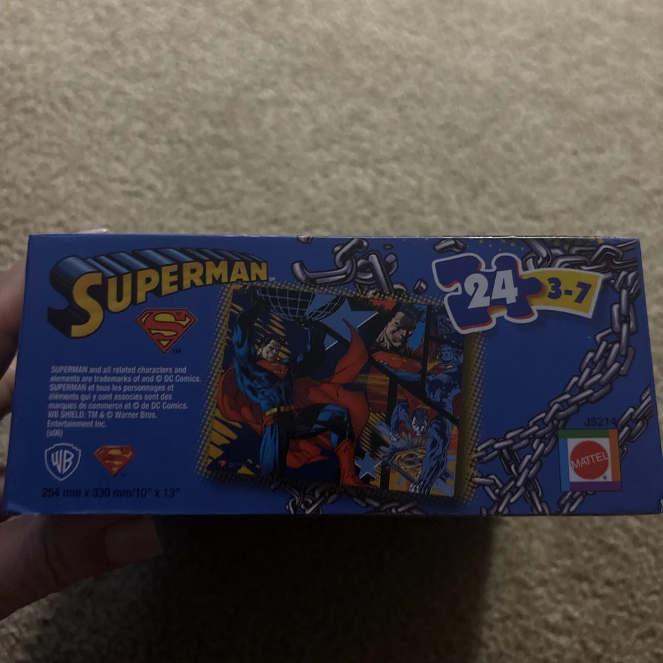 Rompecabezas Superman 2005 Mattel DC 24 piezas 10" x 13" sellado nunca abierto Foto 2 de 4