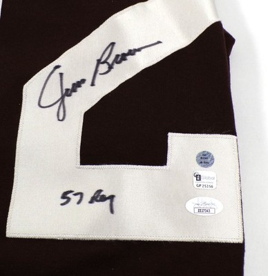Jim Brown Signed Knit Jersey w/ Inscription 57 ROY Browns JSA Auto