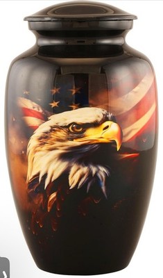 Patriotic Eagle Urn for Human Ashes American Flag Cremation Container
