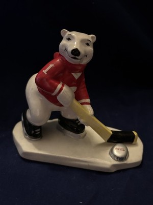 ENESCO Coca Cola sports POLAR BEAR...playing Ice Hockey...1995