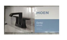 MOEN Genta 4 in. Centerset Bathroom Faucet w/ Drain Kit Included in Matte Black
