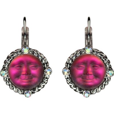 Kirks Folly Glass Seaview Moon Magic Leverback Earrings sst volcano