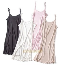 Lady Knitted Silk Slip Dress Petticoats Strap Spaghetti Nightdress Camisole Soft