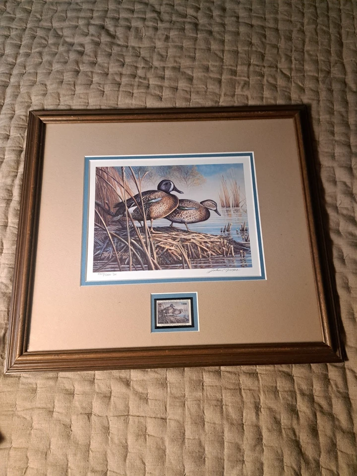 Sello de restauración de aves acuáticas de Dakota del Sur 1990 e impresión verde firmada edición limitada  Foto 2 de 4