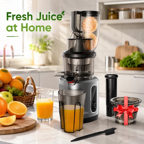 BioloMix Cold Press Juicer with 78mm Feed Chute, 200W 40-65RPM Powerful Motor Sl