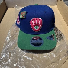 Milwaukee Brewers Big League Chew New Era 9seventy Stretch Snap Cap & Pin Rare