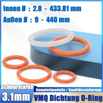 O Ring O-Ring Innen Ø 9 - 440 mm x Schnurstärke 3,1 mm VMQ 50 Dichtring 0 Ring