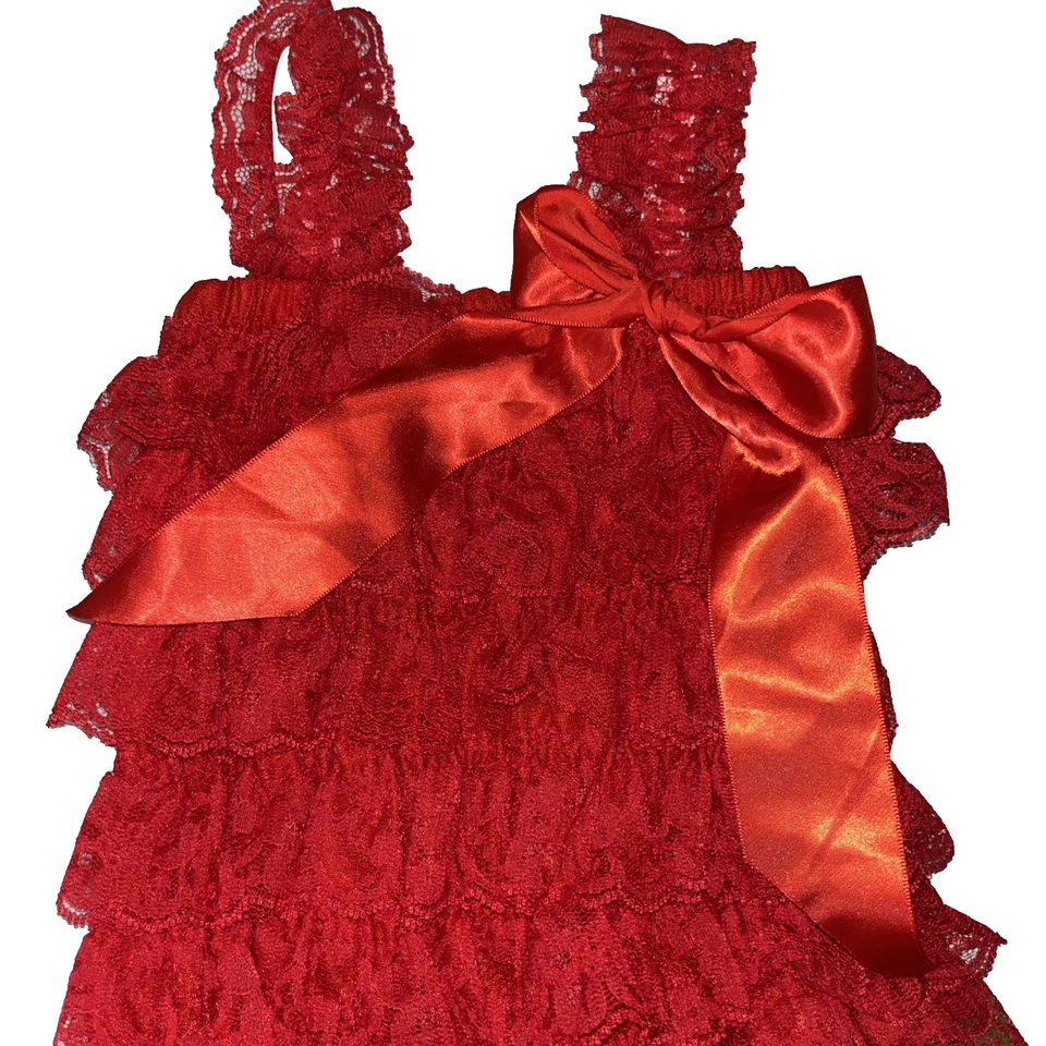 New NWOT Boutique Lace Ruffle Girls Christmas Tutu Dress 3 4 - Image 3 of 3