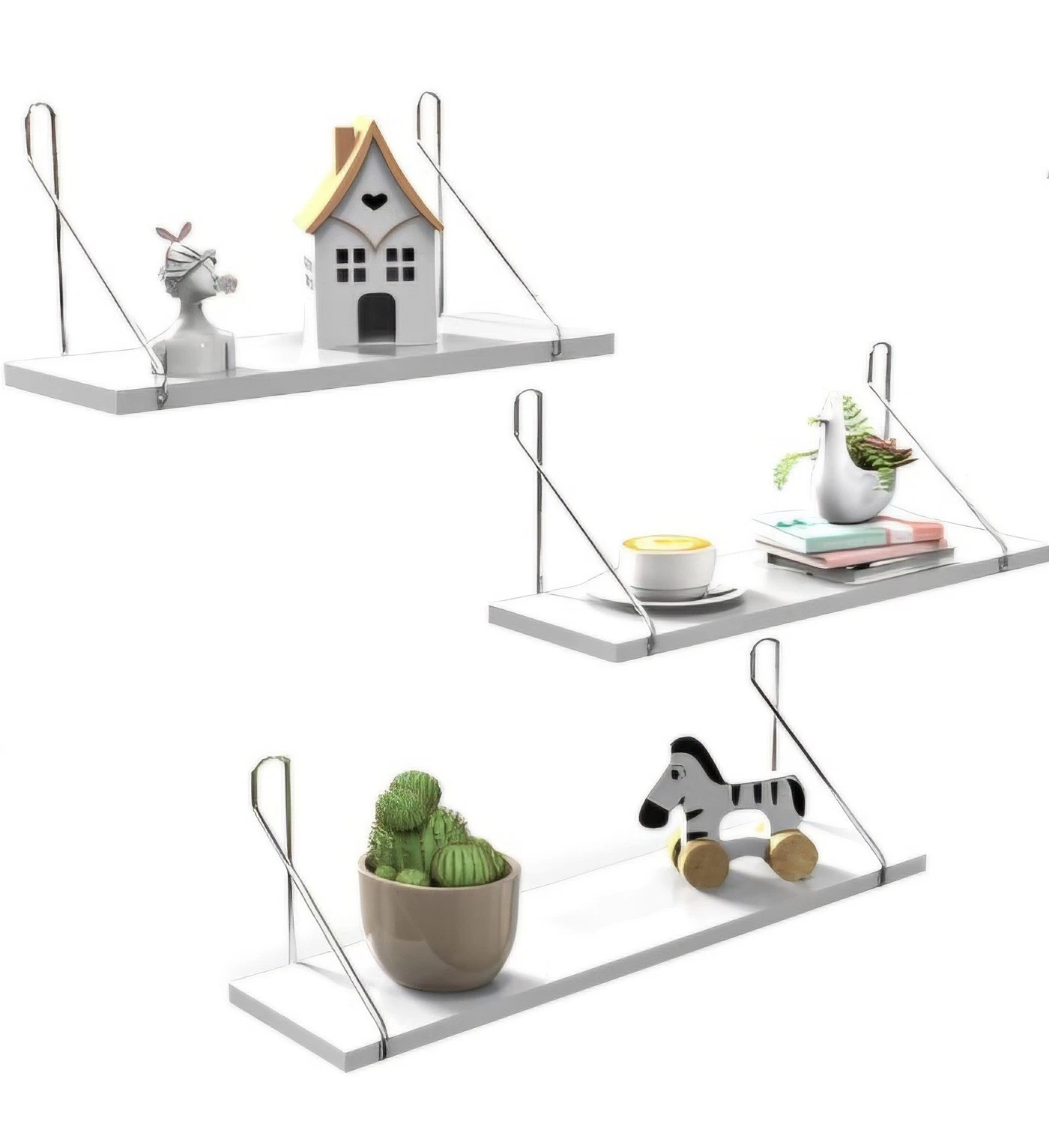 Fangflower Floating Shelves 24 inch, Premium Metal Wall Mounted Floating...