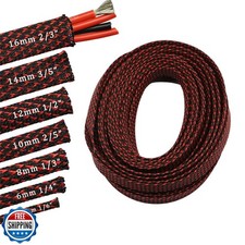 30ft PET Expandable Sleeving Wire Cable Sleeve 2/5" RedandBlack 30ft 