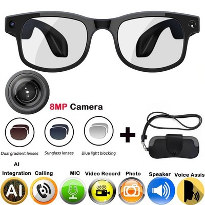 AI Smart Glasses With Video Recording AI Translation 8MP Camera and Bluetooth