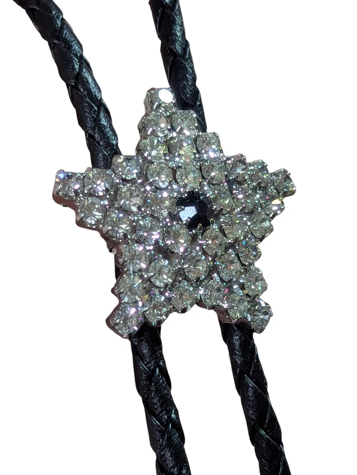 A029 - Collar ajustable Lariat brillante estrás estrella acorde negro brillante Foto 2 de 4