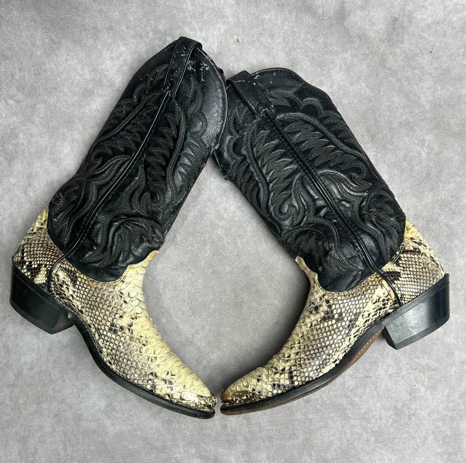 Vintage Laredo Python Snakeskin Western Cowboy Bo… - image 1