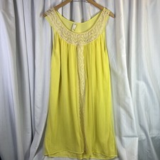 Mid Century Modern Peignoir Lingerie NightGown Yellow w/lace Sz 46 XL Granny