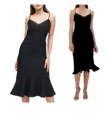 Banana Republic midi slip dress black size 8P NWT Tailored Trumpet cocktail