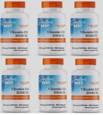 6 pcs - Doctor's Best - Vitamin D3 50 mcg 2000 IU 180 Softgels Exp 2027