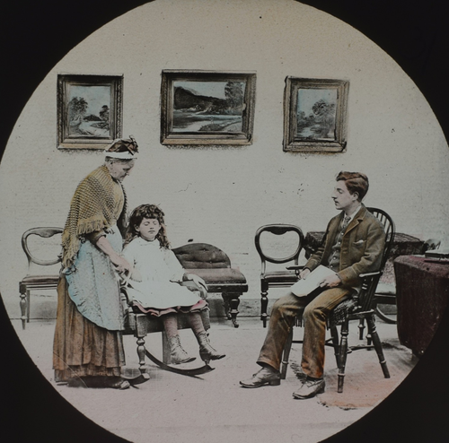 Photo VICTORIAN GIRL ON ROCKING CHAIR NO2 C1890 Magic Lantern Slide TEMPERANCE - Picture 4 of 5