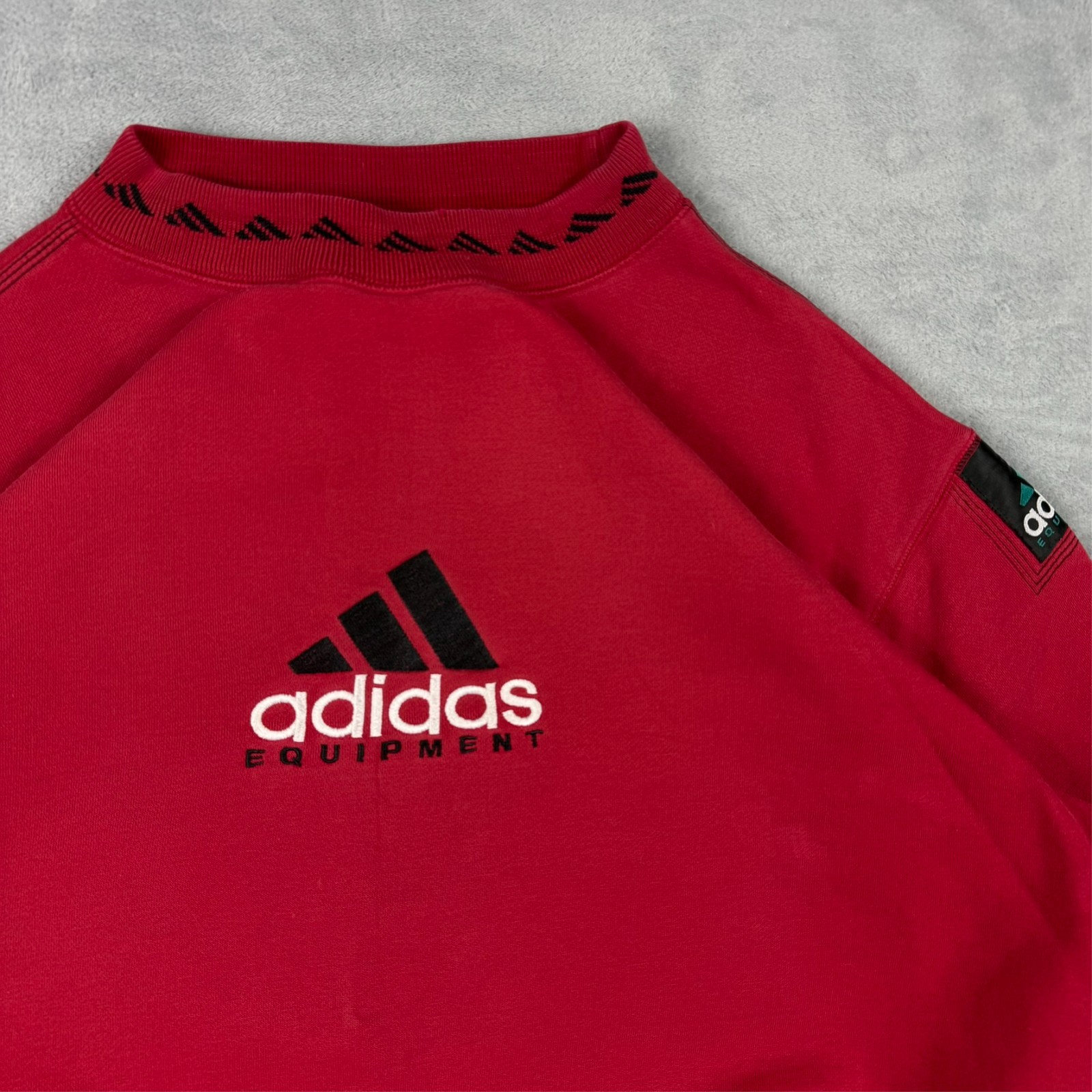 Vintage Adidas Equipment 90's Red Heavyweight 42/44 / Oversized XL Sweatshirt image 5