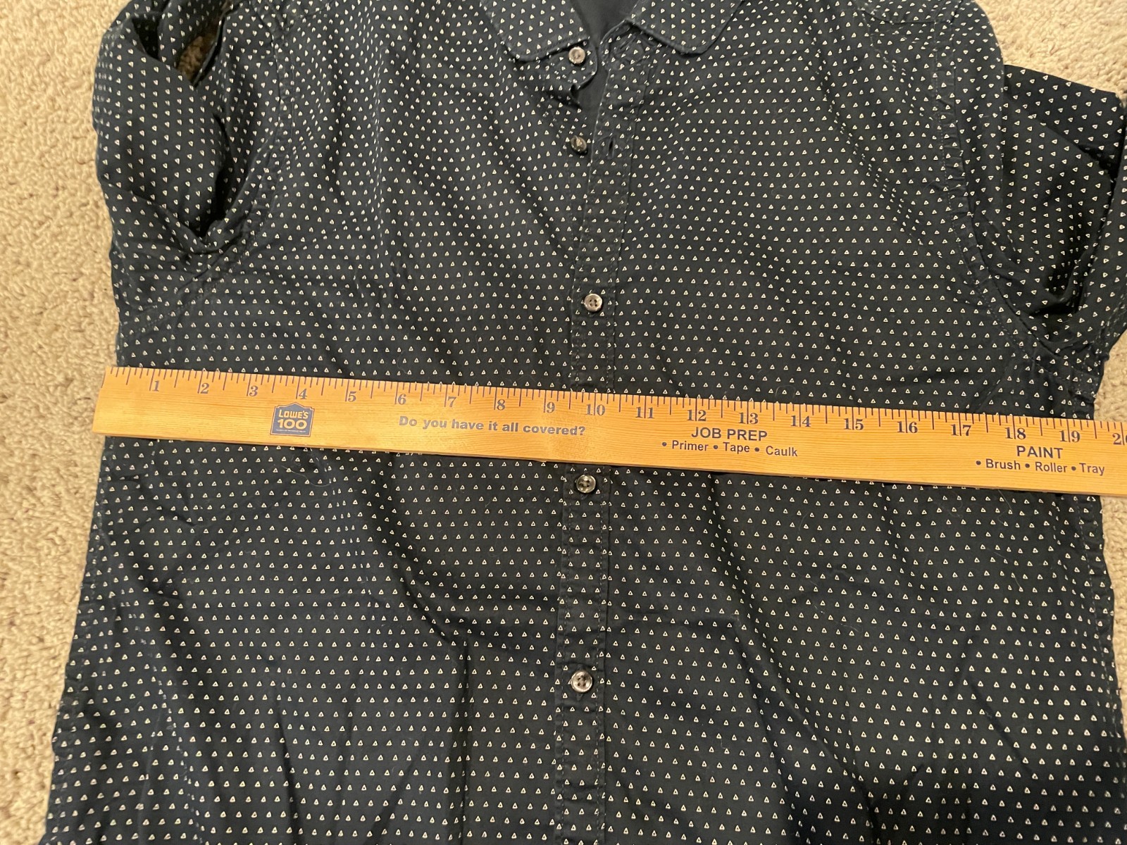 Hermes Paris Men's Navy Blue Triangle Micro Print Long Sleeve Button Up Shirt L image 5