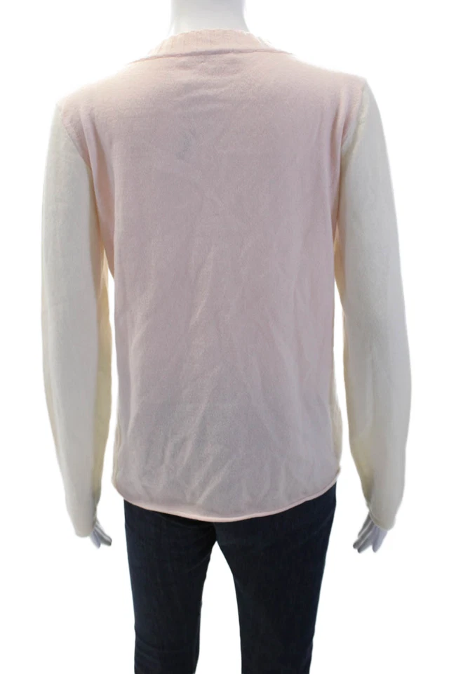 Suéter Gentry Portofino Mujer Texturizado Manga Larga Cuello en V Tejido Bloques de Color Rosa Foto 3 de 4