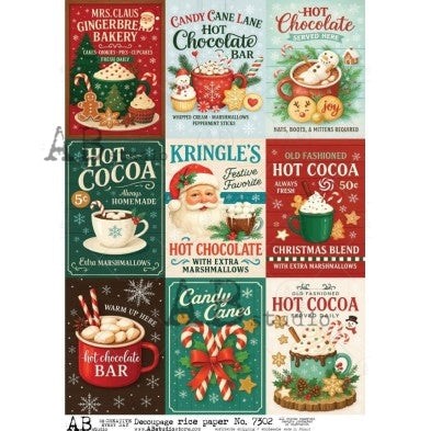Christmas Sign Minis #7302 | A4 Rice Paper | Paper for Decoupage | AB Studios