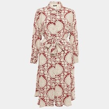 Weekend Max Mara Burgundy Printed Silk Belted...