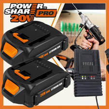 2PACK For Worx WA3575 20V PowerShare 2.0 Ah Battery / Charger 20 Volt WA3520
