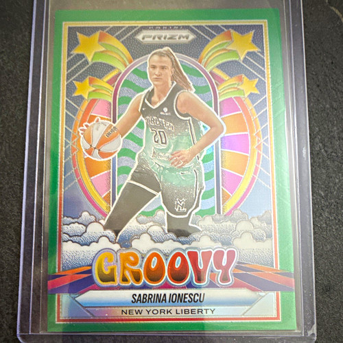 Panini 2025 Prizm WNBA Groovy Sabrina Ionescu #9 New York Liberty Green