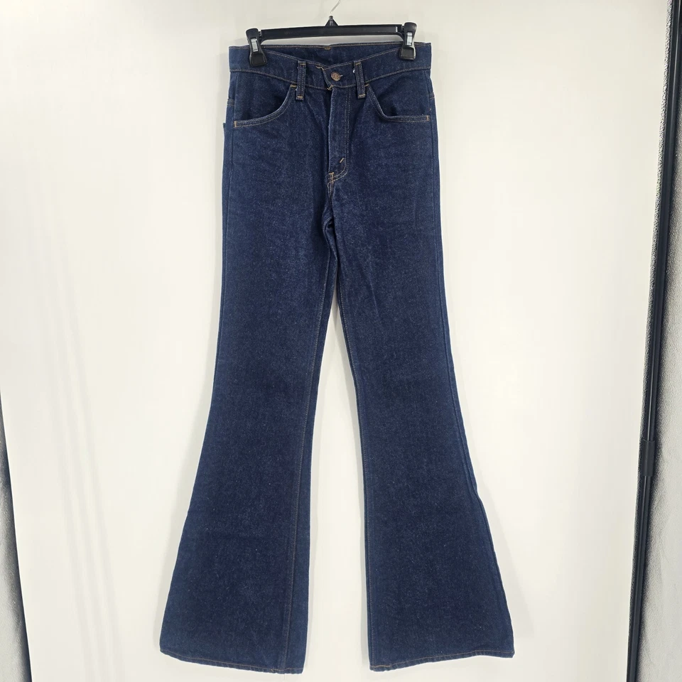 Jeans De Colección Levis 684 0217 Naranja Tab Hippie Bell Parte Inferior Super Flare Oscuros Años 80 28x36 Foto 2 de 4