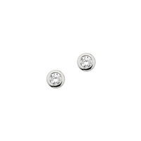 Cem Damen Ohrstecker 3,5 Mm 925/- Silber Rhodiniert Kelchfassung Zirkonia Neu