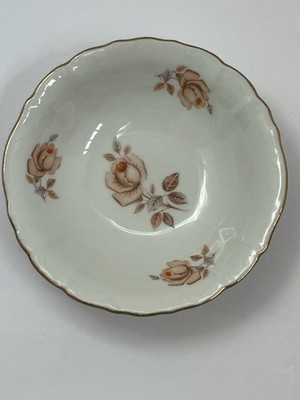 Bohemian RARE Alpin Rose Pattern Porcelain Czech Decorative Bowl White Gold