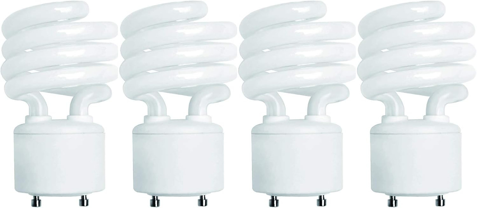 GU24 CFL Light Bulbs 13W Mini Spiral &ndash; 60W Equivalent Warm White 2700K (4 Pack)