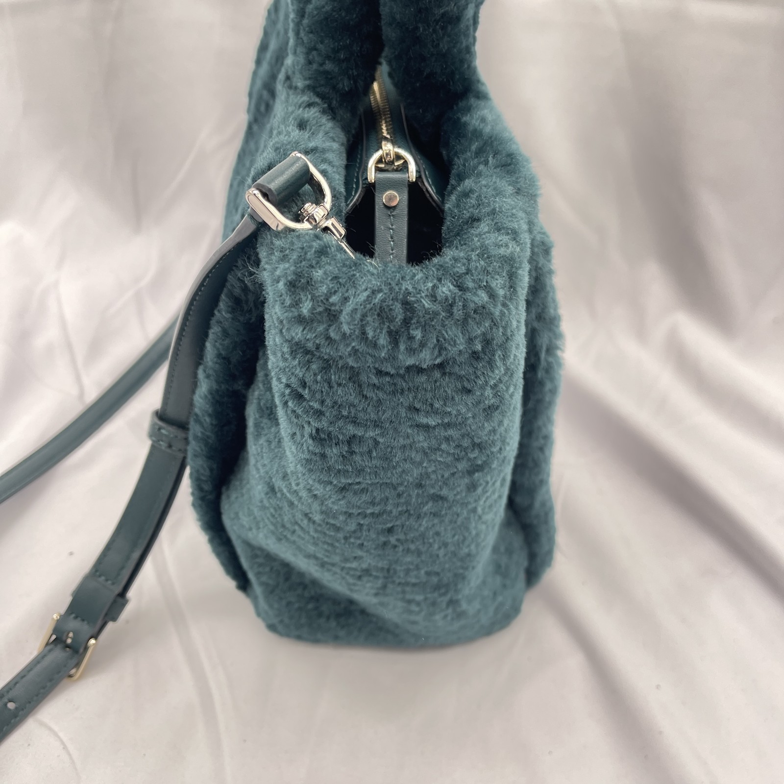 Kate Spade Womens Ella Tote Bag Faux Shearling K9390 Green thumbnail 5